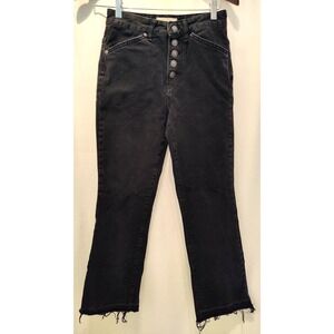 We The Free People Button Fly High Rise Straight Leg Black Denim Jeans Size 25